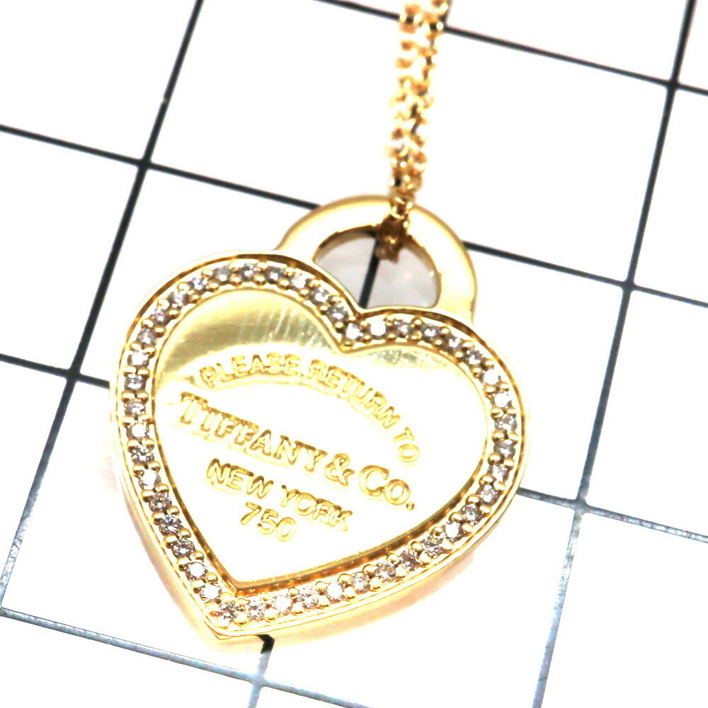 Tiffany Return to Tiffany Heart Diamond Necklace Gold Diamond - Picture 1 of 8